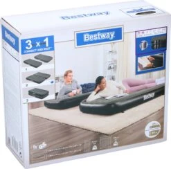 Bestway 3-in-1 Luchtbed - Connect - Zwart - 188x99cm - PVC/Polyester - Single, Double Single En Twin Opblaasbed - Tritech Materiaal - I-Beam Constructie -Kampeer Verkoop 1200x1184 10