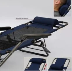 Ligstoel 180x60cm - Opvouwbaar Campingstoel Ligbed Strandstoel Tuinstoel Vouwligstoel Blauw -Kampeer Verkoop 1200x1184 6