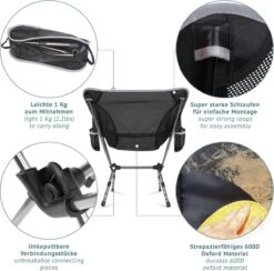 Smartpeas Campingstoel Van Stevig 600D Polyester En Aluminium - Lichtgewicht En Opvouwbaar - Camping Gadget Inclusief Zijzakken +Plus: Strandmat & Draagtas -Kampeer Verkoop 1200x1186 7