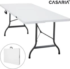 Casaria Tuintafel Opvouwbaar – Met Draaggreep 220x70 Cm – Wit -Kampeer Verkoop 1200x1187 5