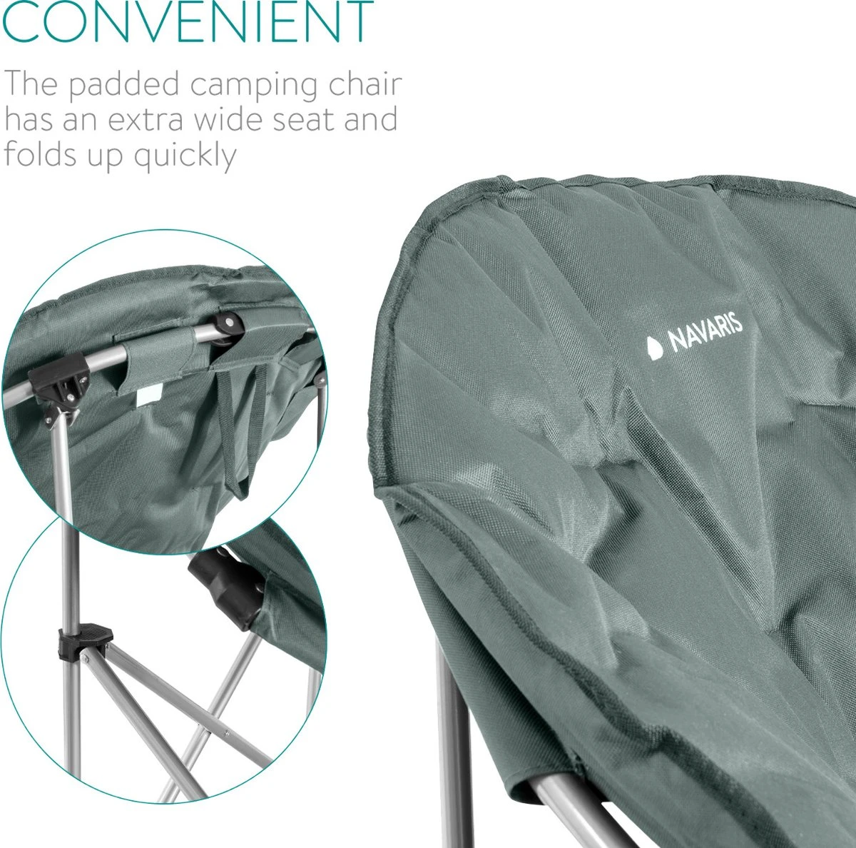 Navaris Klapstoel XXL - Campingstoel Met Opbergtas - Draagbare Stoel Voor Kamperen, Festivals En Vissen -Strandstoel - Inklapbaar - Grijs 6 Navaris Klapstoel XXL - Campingstoel Met Opbergtas - Draagbare Stoel Voor Kamperen, Festivals En Vissen -Strandstoel - Inklapbaar - Grijs - Image 6