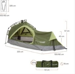 Where Tomorrow Solo Tent 225X100X57 Cm - Groen - 1 Persoons -Kampeer Verkoop 1200x1190 1