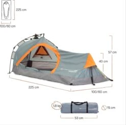 Where Tomorrow Solo Tent Pop Up 225X100X57 Cm - Grijs - 1 Persoons 11 Where Tomorrow Solo Tent Pop Up 225X100X57 Cm - Grijs - 1 Persoons -Kampeer Verkoop 1200x1190