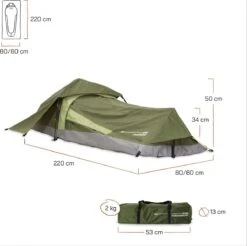 Where Tomorrow Solo Tent 220X80X50 Cm - Groen - 1 Persoons -Kampeer Verkoop 1200x1195