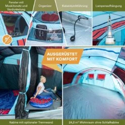 Skandika Gotland Tunneltent Voor 6 Personen, Grote Familietent In Racing-design, Ingenaaide Tentbodem, Waterdicht, 5000 Mm Waterkolom, Slaapcabine Met Scheidingswand, Muggennet (let Op, Komt Met Kleurfouten) -Kampeer Verkoop 1200x1200 105