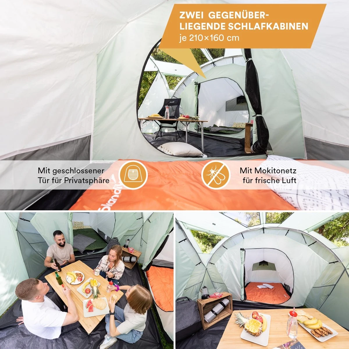 Skandika Bern 4 Koepeltent - Koepeltent - Tenten - 4 Persoons Kampeertent Met Panoramisch Dakraam, 2 Slaapcabines, Grondzeil, 210 Cm Stahoogte, Waterdicht, 4000 Mm Waterkolom - Grote Outdoor Familie Tent, Kampeertent - Grijs 2 Skandika Bern 4 Koepeltent - Koepeltent - Tenten - 4 Persoons Kampeertent Met Panoramisch Dakraam, 2 Slaapcabines, Grondzeil, 210 Cm Stahoogte, Waterdicht, 4000 Mm Waterkolom - Grote Outdoor Familie Tent, Kampeertent - Grijs - Image 2