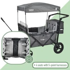 FableKids LEO X4Plus Opvouwbare Wagen Met Dak Fossil Grey -Kampeer Verkoop 1200x1200 1106