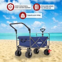 AREBOS Handkar | Transportwagen | Apparatuurwagen | Opvouwbaar | Duwstang| Blauw -Kampeer Verkoop 1200x1200 1108