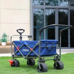 AREBOS Handkar | Transportwagen | Apparatuurwagen | Opvouwbaar | Duwstang| Blauw -Kampeer Verkoop 1200x1200 1109