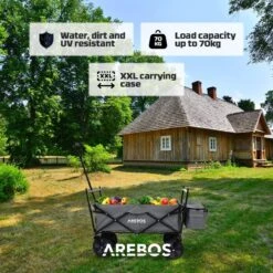 AREBOS Handwagen Vouwbare Dak Handwagen Vouwbare Trolley Uitrustingswagen Grijs -Kampeer Verkoop 1200x1200 1137