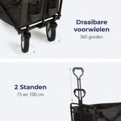 LifeGoods Bolderkar - Opvouwbaar - Draaibare Wielen - 2 Standen - 70KG Draagkracht - Grijs -Kampeer Verkoop 1200x1200 1142