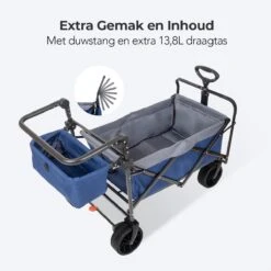 LifeGoods Bolderkar - Opvouwbaar - Tot 120KG - 103L - Extra Draagtas En Duwstang - Wasbaar Polyester - 98x45cm - Blauw/Grijs -Kampeer Verkoop 1200x1200 1162