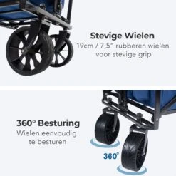 LifeGoods Bolderkar - Opvouwbaar - Tot 120KG - 103L - Extra Draagtas En Duwstang - Wasbaar Polyester - 98x45cm - Blauw/Grijs -Kampeer Verkoop 1200x1200 1170