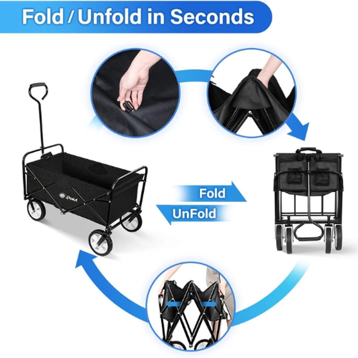 Rijoka Opvouwbare Bolderkar Mét Harde Bodem | Groen 6 Rijoka Opvouwbare Bolderkar Mét Harde Bodem | Groen - Image 6