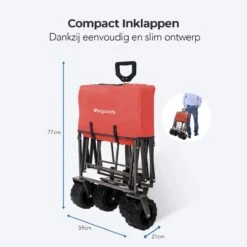 LifeGoods Bolderkar - Opvouwbaar - Tot 80KG - 94L - Wasbaar Polyester - 98x45cm - Rood/Grijs -Kampeer Verkoop 1200x1200 1182