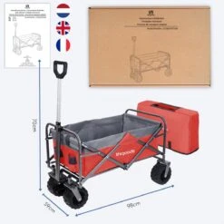 LifeGoods Bolderkar - Opvouwbaar - Tot 80KG - 94L - Wasbaar Polyester - 98x45cm - Rood/Grijs -Kampeer Verkoop 1200x1200 1184