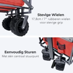 LifeGoods Bolderkar - Opvouwbaar - Tot 80KG - 94L - Wasbaar Polyester - 98x45cm - Rood/Grijs -Kampeer Verkoop 1200x1200 1187