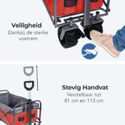 LifeGoods Bolderkar - Opvouwbaar - Tot 80KG - 94L - Wasbaar Polyester - 98x45cm - Rood/Grijs -Kampeer Verkoop 1200x1200 1189