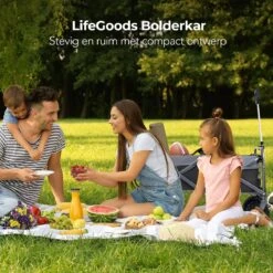 LifeGoods Bolderkar - Opvouwbaar - Tot 80KG - 94L - Wasbaar Polyester - 98x45cm - Zwart/Grijs -Kampeer Verkoop 1200x1200 1201