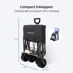 LifeGoods Bolderkar - Opvouwbaar - Tot 80KG - 94L - Wasbaar Polyester - 98x45cm - Zwart/Grijs -Kampeer Verkoop 1200x1200 1205