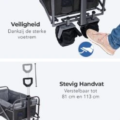 LifeGoods Bolderkar - Opvouwbaar - Tot 80KG - 94L - Wasbaar Polyester - 98x45cm - Zwart/Grijs -Kampeer Verkoop 1200x1200 1207