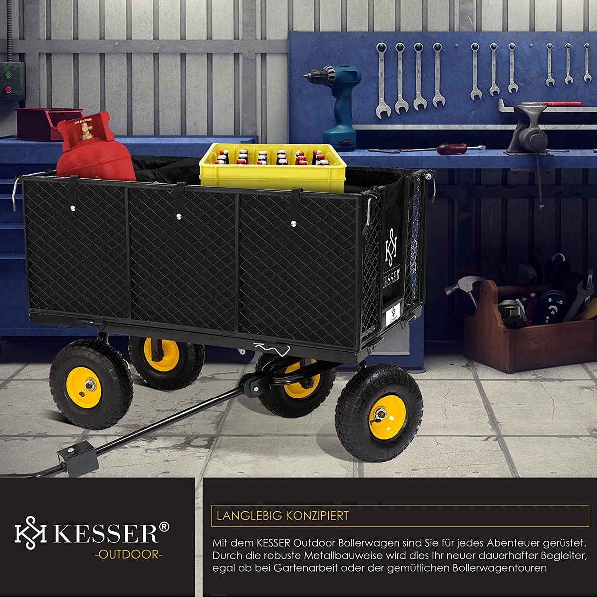 Exxen KESSER® Bolderkar, 550 Kg Belastbaar, Tuinwagen, Transportwagen, Tuinwagen, Uitneembaar Zeil, Gereedschapswagen, Handwagen, Veelzijdig Inzetbaar, Zwart 2 Exxen KESSER® Bolderkar, 550 Kg Belastbaar, Tuinwagen, Transportwagen, Tuinwagen, Uitneembaar Zeil, Gereedschapswagen, Handwagen, Veelzijdig Inzetbaar, Zwart - Image 2