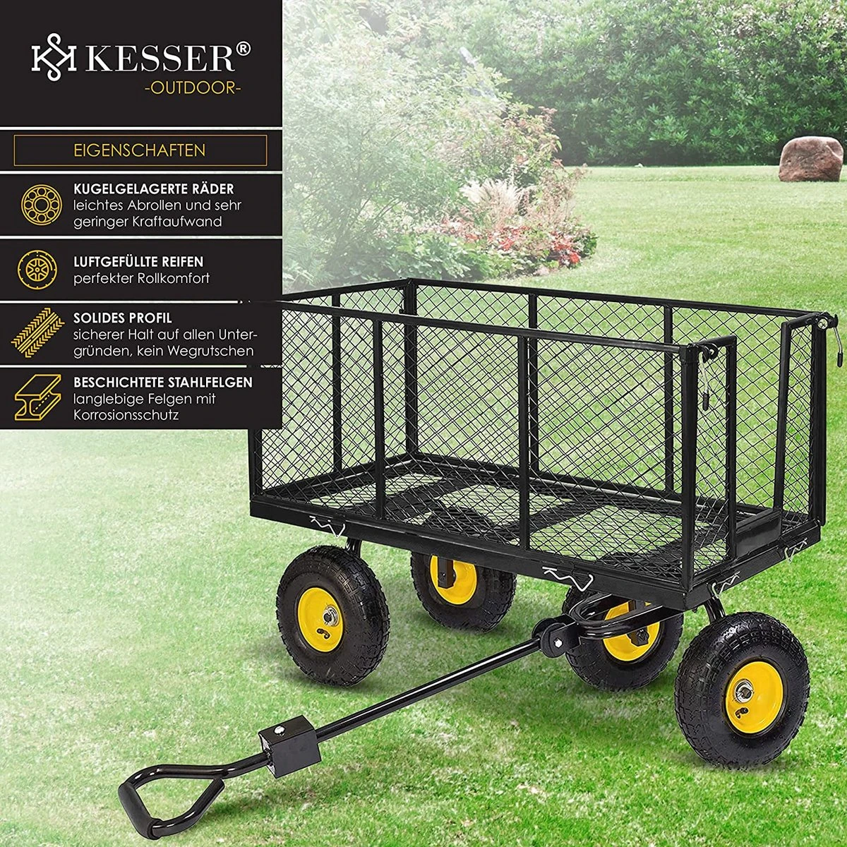 Exxen KESSER® Bolderkar, 550 Kg Belastbaar, Tuinwagen, Transportwagen, Tuinwagen, Uitneembaar Zeil, Gereedschapswagen, Handwagen, Veelzijdig Inzetbaar, Zwart 3 Exxen KESSER® Bolderkar, 550 Kg Belastbaar, Tuinwagen, Transportwagen, Tuinwagen, Uitneembaar Zeil, Gereedschapswagen, Handwagen, Veelzijdig Inzetbaar, Zwart - Image 3