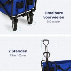 LifeGoods Bolderkar - Opvouwbaar - Draaibare Wielen - 2 Standen - 70KG Draagkracht - Blauw -Kampeer Verkoop 1200x1200 1220