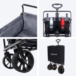 LifeGoods Bolderkar - Opvouwbaar - Tot 120KG - 103L - Extra Draagtas En Duwstang - Wasbaar Polyester - 98x45cm - Zwart/Grijs -Kampeer Verkoop 1200x1200 1248