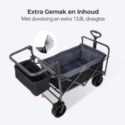 LifeGoods Bolderkar - Opvouwbaar - Tot 120KG - 103L - Extra Draagtas En Duwstang - Wasbaar Polyester - 98x45cm - Zwart/Grijs -Kampeer Verkoop 1200x1200 1253