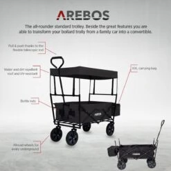 AREBOS Handwagen Vouwbare Dak Handwagen Vouwbare Trolley Uitrustingswagen Zwart -Kampeer Verkoop 1200x1200 1264