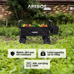 AREBOS Handwagen Vouwbare Dak Handwagen Vouwbare Trolley Uitrustingswagen Zwart -Kampeer Verkoop 1200x1200 1265