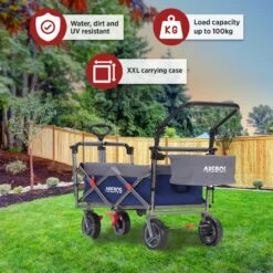 AREBOS Premium Steekwagen Met Dak Opvouwbare Tuinkar Handkar Bolderkar Blauw / Grijs -Kampeer Verkoop 1200x1200 1286