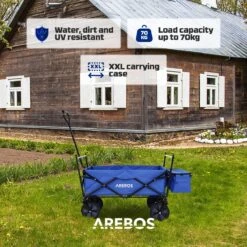AREBOS Handwagen Vouwbare Dak Handwagen Vouwbare Trolley Uitrustingswagen Blauw -Kampeer Verkoop 1200x1200 1303