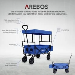 AREBOS Handwagen Vouwbare Dak Handwagen Vouwbare Trolley Uitrustingswagen Blauw -Kampeer Verkoop 1200x1200 1307