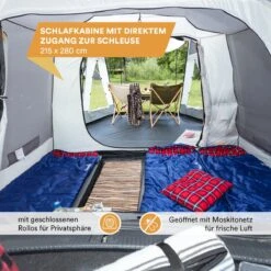 Skandika Pitea XL UP Tent – Koepeltenten - Autotent – 4 Persoons Campingtent Voor SUV, Caddy, Auto, CUV – Vrijstaand – Met/zonder Slaapcabine – Max. Stahoogte 200 Cm – Waterdicht Met 3000mm Waterkolom - 515 X 300 X 200 Cm (LxBxH) – Kamperen - Grijs -Kampeer Verkoop 1200x1200 208