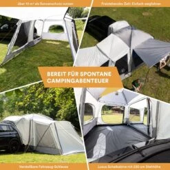 Skandika Pitea XL CROSS Tent – Koepeltenten - Autotent – Campingtent Voor SUV, Caddy, Auto, CUV - Voor Max. 4 Personen – Vrijstaand – Met/zonder Slaapcabine – Max. Stahoogte 230 Cm – 3000mm Waterkolom - 475 X 290 X 230 Cm (LxBxH) – Kamperen - Grijs -Kampeer Verkoop 1200x1200 36