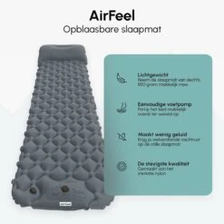 AirFeel Opblaasbaar Slaapmatje - Ingebouwde Pomp En Kussen - Lichtgewicht - 196 X 60 X 6cm - Gray -Kampeer Verkoop 1200x1200 390