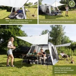Skandika Pitea XL CROSS Tent – Koepeltenten - Autotent – Campingtent Voor SUV, Caddy, Auto, CUV - Voor Max. 4 Personen – Vrijstaand – Met/zonder Slaapcabine – Max. Stahoogte 230 Cm – 3000mm Waterkolom - 475 X 290 X 230 Cm (LxBxH) – Kamperen - Grijs -Kampeer Verkoop 1200x1200 40