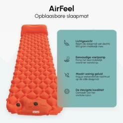 AirFeel Lichtgewicht Opsblaasbaar Slaapmatje - Ingebouwde Pomp En Kussen - 196 X 60 X 6 Cm - Orange 10 AirFeel Lichtgewicht Opsblaasbaar Slaapmatje - Ingebouwde Pomp En Kussen - 196 X 60 X 6 Cm - Orange -Kampeer Verkoop 1200x1200 405