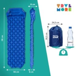 TRVLMORE Slaapmat - Zelfopblazend - 1 Persoons - Ingebouwde Pomp En Kussen - Blauw 17 TRVLMORE Slaapmat - Zelfopblazend - 1 Persoons - Ingebouwde Pomp En Kussen - Blauw -Kampeer Verkoop 1200x1200 418