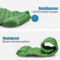 TRVLMORE Slaapmat - Zelfopblazend - 1 Persoons - Ingebouwde Pomp En Kussen - Groen -Kampeer Verkoop 1200x1200 432