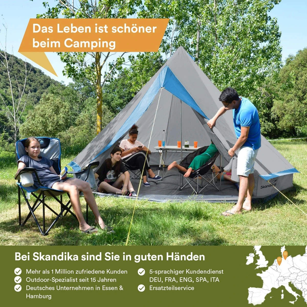 Skandika Tipii II Tent – Tipi-tenten – Teepee – 8 Persoons Campingtent – Muggengaas – 250 Cm Stahoogte – Uitneembare Tentvloer – 3000 Mm Waterkolom – Indische Tent, Partytent, Festivaltent – Outdoor, Camping, Tuin – Kamperen – Grijs/turquoise 3 Skandika Tipii II Tent – Tipi-tenten – Teepee – 8 Persoons Campingtent – Muggengaas – 250 Cm Stahoogte – Uitneembare Tentvloer – 3000 Mm Waterkolom – Indische Tent, Partytent, Festivaltent – Outdoor, Camping, Tuin – Kamperen – Grijs/turquoise - Image 3