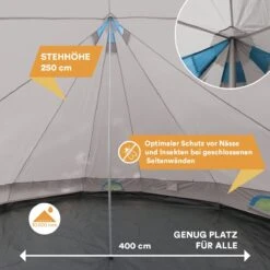 Skandika Tipii II Tent – Tipi-tenten – Teepee – 8 Persoons Campingtent – Muggengaas – 250 Cm Stahoogte – Uitneembare Tentvloer – 3000 Mm Waterkolom – Indische Tent, Partytent, Festivaltent – Outdoor, Camping, Tuin – Kamperen – Grijs/turquoise 12 Skandika Tipii II Tent – Tipi-tenten – Teepee – 8 Persoons Campingtent – Muggengaas – 250 Cm Stahoogte – Uitneembare Tentvloer – 3000 Mm Waterkolom – Indische Tent, Partytent, Festivaltent – Outdoor, Camping, Tuin – Kamperen – Grijs/turquoise -Kampeer Verkoop 1200x1200 46