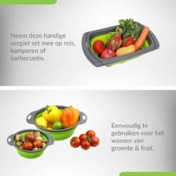 Buxibo - 3-Delige Keuken Vergiet Set Inklapbaar Groen/Grijs -Kampeer Verkoop 1200x1200 511