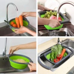 Buxibo - 3-Delige Keuken Vergiet Set Inklapbaar Groen/Grijs -Kampeer Verkoop 1200x1200 519