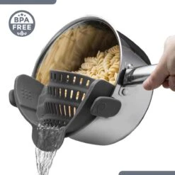 SensaHome- Siliconen Vergiet - Keuken Afgietdeksel - Afgiethulp - Siliconen - BPA Vrij - Grijs -Kampeer Verkoop 1200x1200 554