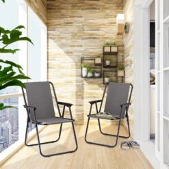 Relaxdays Campingstoel Inklapbaar Set Van 2 - Klapstoel 100 Kg - Visstoel Met Armleuningen - Grijs -Kampeer Verkoop 1200x1200 574