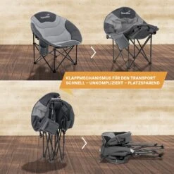 Skandika Moonchair Sirkka – Campingstoelen – Klapstoel – Vouwstoel – Kampeerstoel - Grote, Comfortabele, Campingstoel Opvouwbaar, Gepolsterd, Koelvak, Drinkhouder, Draaggreep En Draagtas, Antislipvoetjes - Max. 150 Kg – Zwart/grijs -Kampeer Verkoop 1200x1200 596