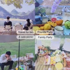 Buxibo - Lichtgewicht Vouwbare Campingtafel - Inklapbaar - Vis/Tuin/Picknick Tafel - Kamperen - Met Opberghoes - Aluminium - Grijs -Kampeer Verkoop 1200x1200 607